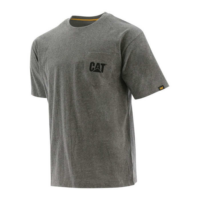 Logo pocket tee Dark heather grey Cw tops CAT Footwear